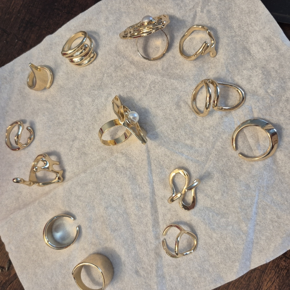 Gold Pearl Accent Women's Mix-and-Match Rings